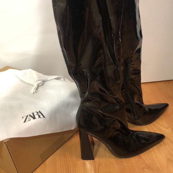 Above the knee boots- black shiny patent leather/latex look - Picture 8 of 9